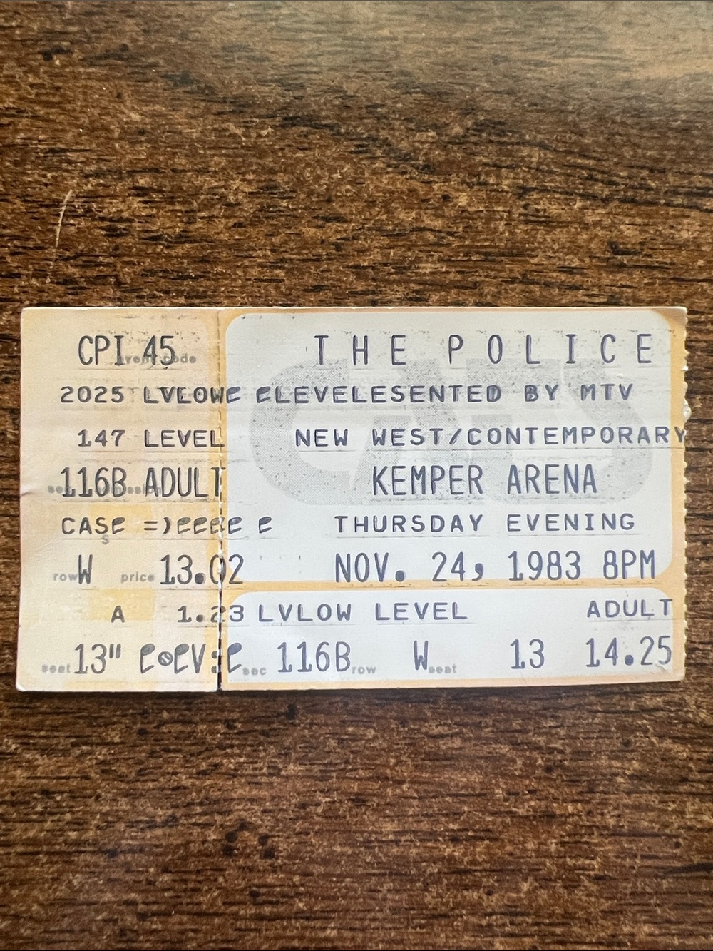 Ticket on wooden surface